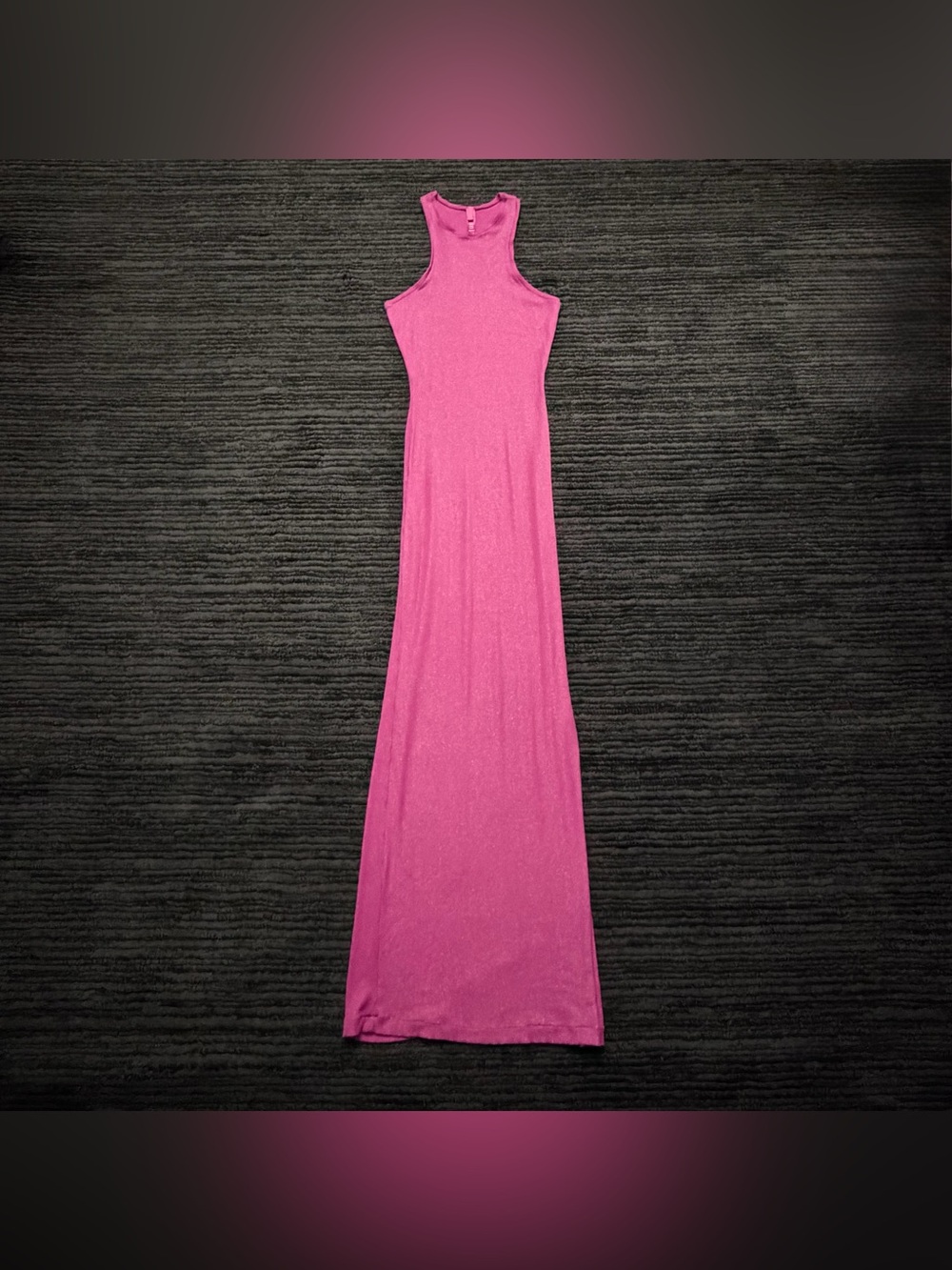 SKIMS Soft Lounge Racerback Fuschia Foil Shimmer Bodycon Maxi Dress